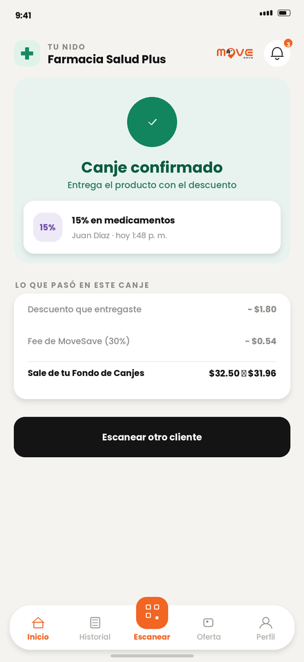Confirmación de un canje